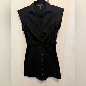 White House Black Market Black Sleeveless Button-Front Mini Dress Size 6 NWOT